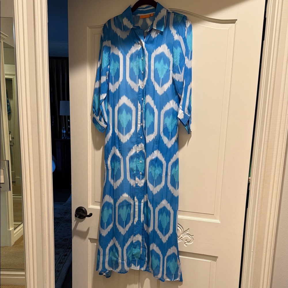 Oliphant Blue and White Long Sleeve Dress